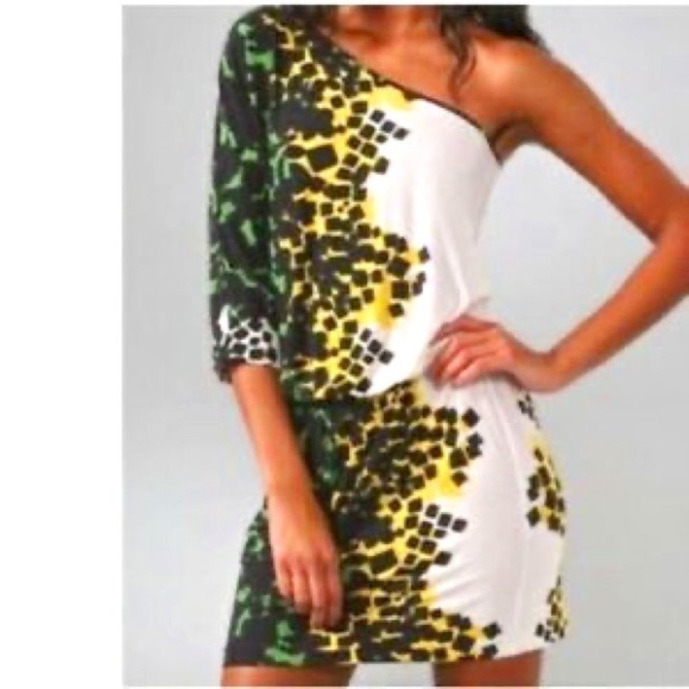 NWOT Tibi Jersey Abstract One Shoulder Dress